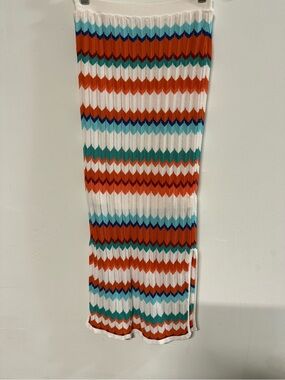 Bebe Chevron Knit Maxi Skirt Multicolor Zigzag Pattern